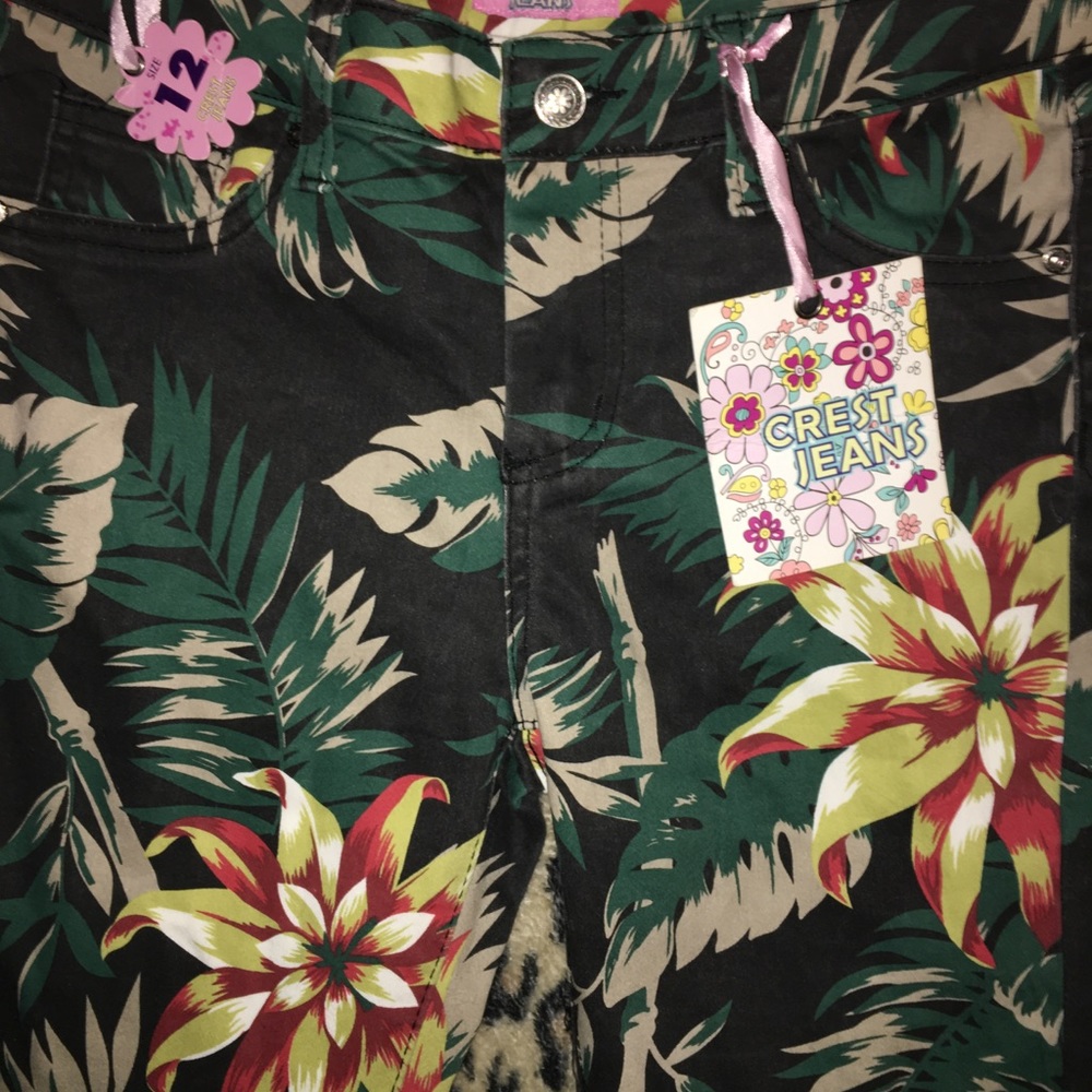 Floral Denim Jeans, Girls 12